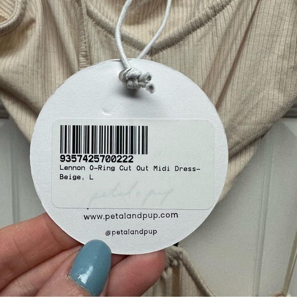 Petal and Pup CRESCENT o-ring lennon midi dress in oatmeal Size Large NWT - Picture 9 of 14
